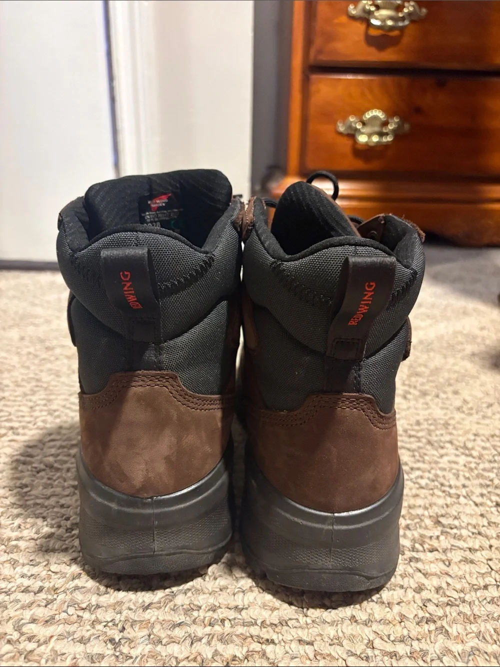 Red Wing Shoes Brown Nubuck Lace-Up Work Boots